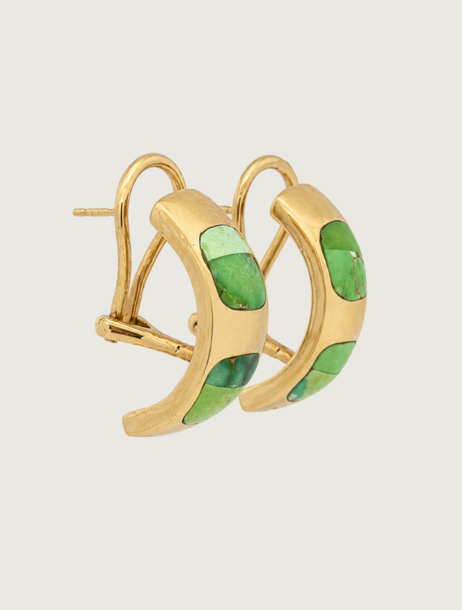 14K Yellow Gold Carico Lake Turquoise Earrings