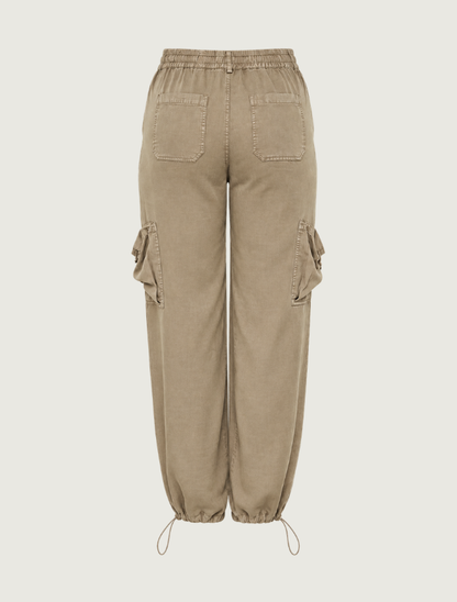 Paparazzi Tencel Bungee Hem Cargo Pants in Olive