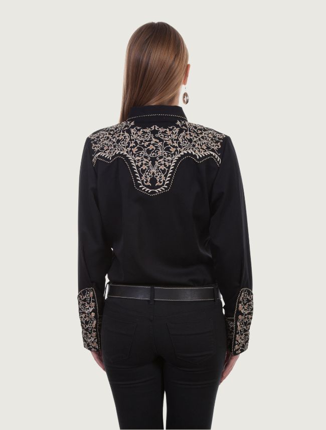 Scully Women's Scroll Embroidery Long Sleeve Snap Shirt