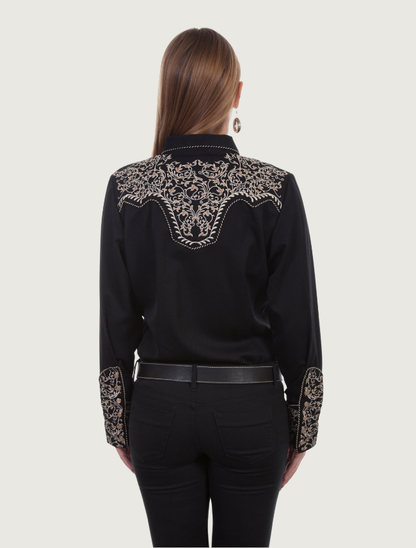 Scully Women's Scroll Embroidery Long Sleeve Snap Shirt