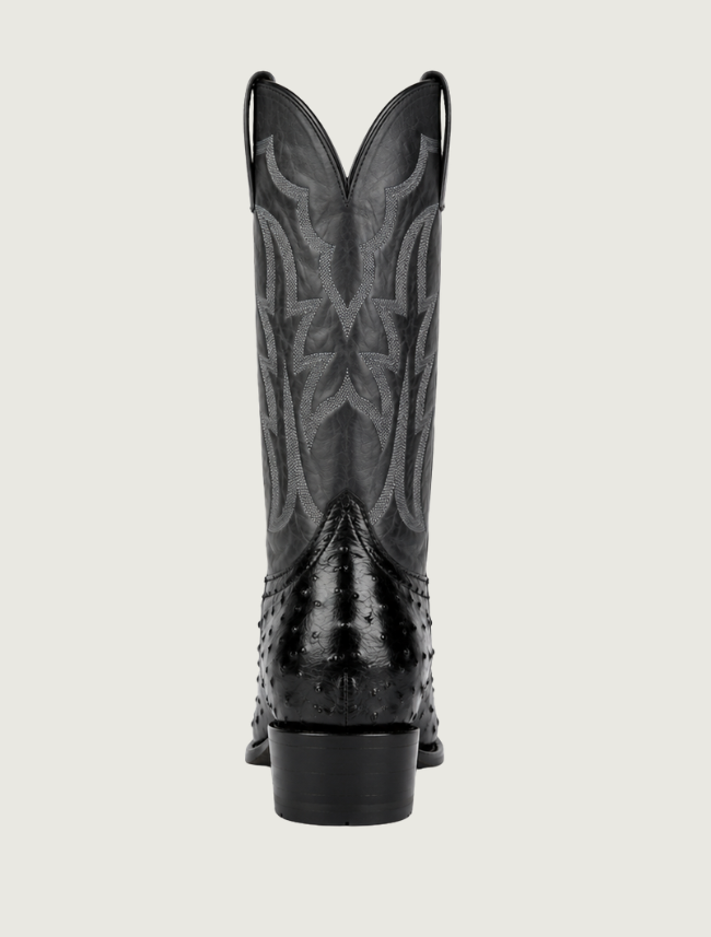 Horse Power Top Hand Full Quill Ostrich Cowboy Boots in Black