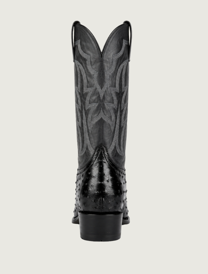 Horse Power Top Hand Full Quill Ostrich Cowboy Boots in Black