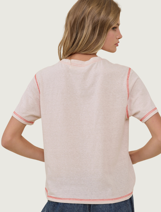 Raisonnel Cowboy Boots Embroidered Contrast Stitch Tee
