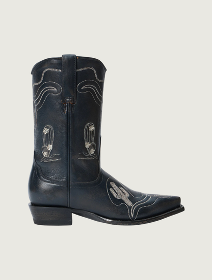 Stetson Sedona Black Embroidered Snip Toe Cowgirl Boots