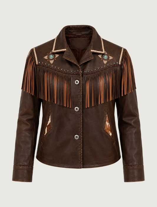 Mavericks Women's Lambskin Fringe Leather Jacket