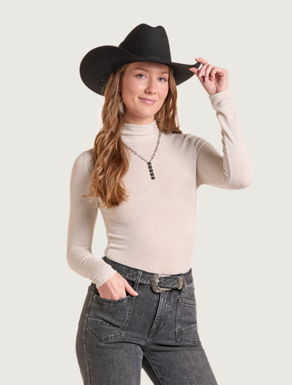Rock & Roll Denim Women's Lurex Turtleneck Top