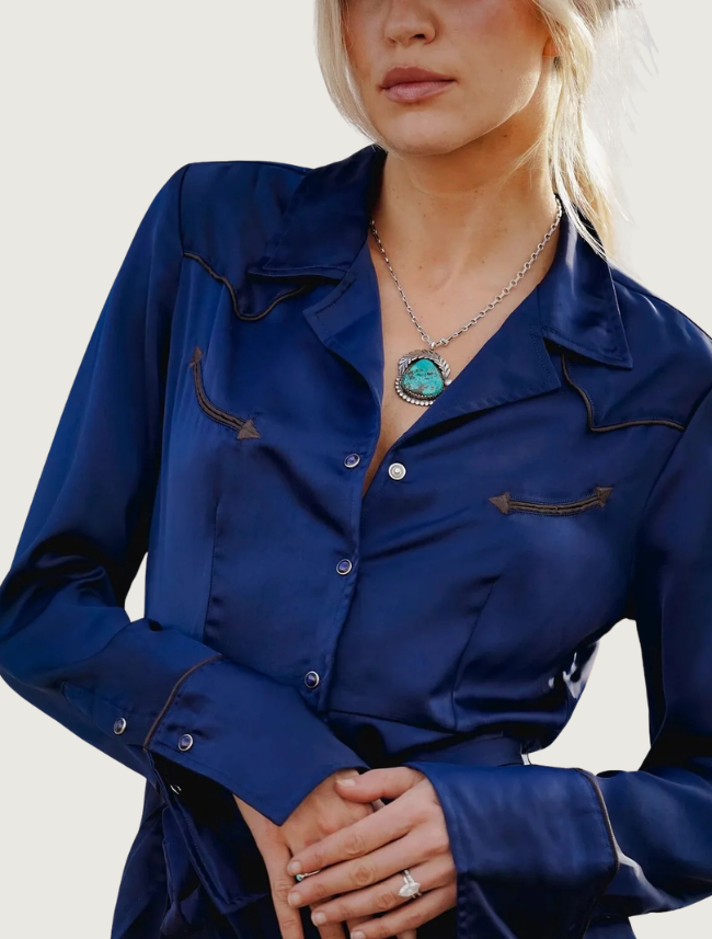 Stetson Navy Satin Western Dress
