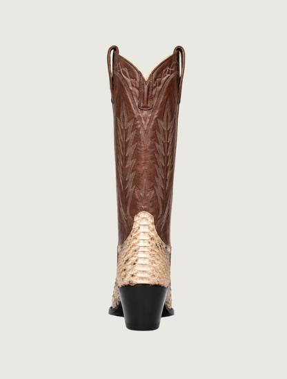 Macie Bean Mink Python Cowgirl Boots in Coffee Brown
