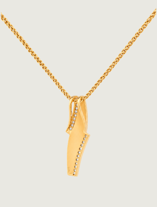 14K Yellow Gold Turquoise & Diamond Pendant