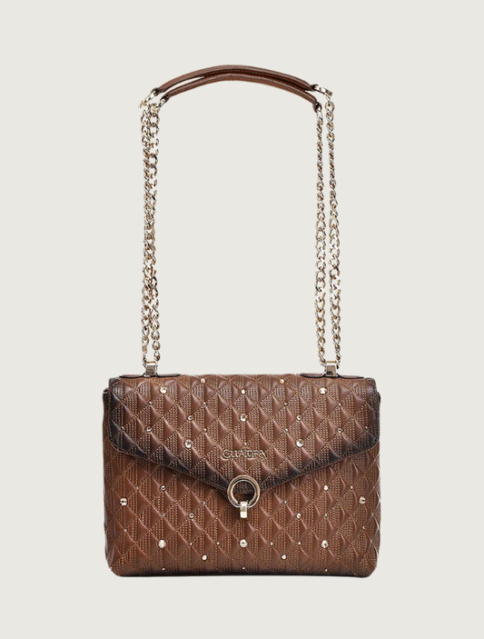 Cuadra Brown Bovine Quilted Leather Chain Shoulder Bag