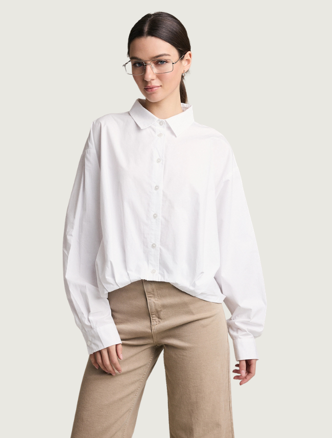 Raisonnel Button-Down Shirt with Navy Knit Shawl Set