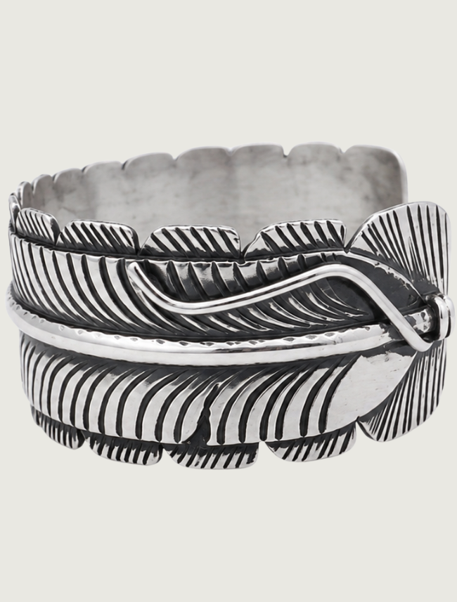 K.M. Sterling Silver Feather Cuff Bracelet