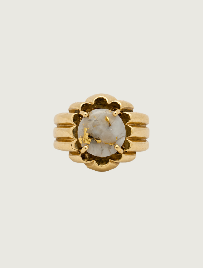 14K Yellow Gold & Gold Quartz Ring