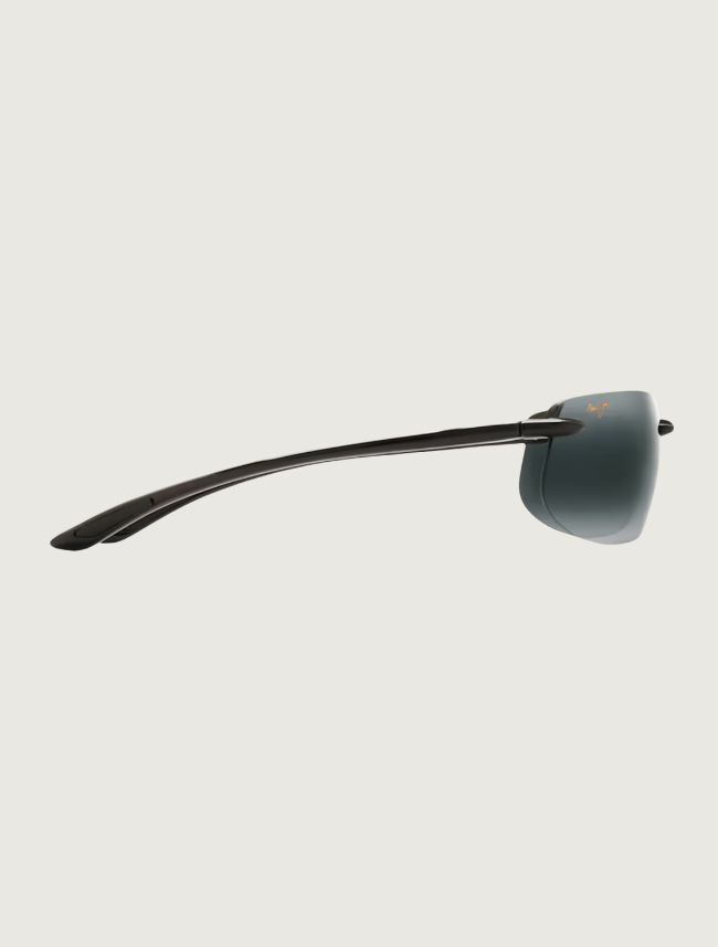 Maui Jim Banyans rimless sunglasses in Gloss Black / Neutral Grey — side view