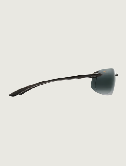 Maui Jim Banyans rimless sunglasses in Gloss Black / Neutral Grey — side view