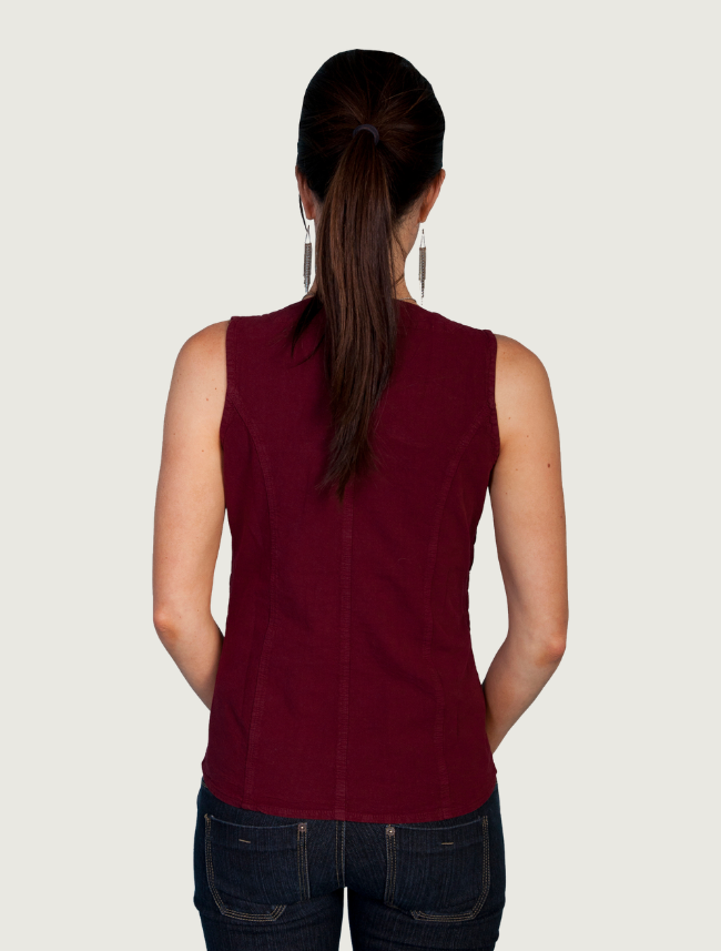 Scully Women's Burgundy Soutache Lace Up Tank Top