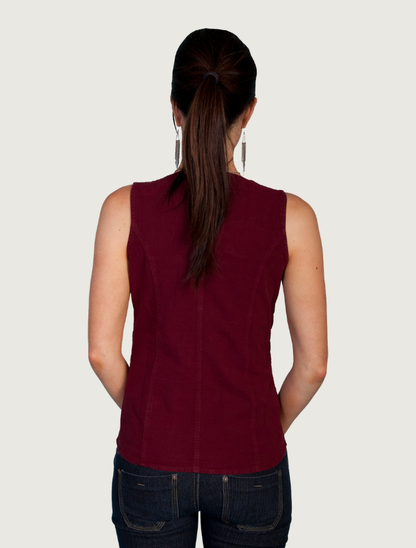 Scully Women's Burgundy Soutache Lace Up Tank Top
