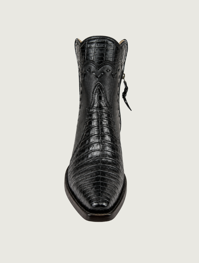 Front view, caiman wingtip and stitch detail