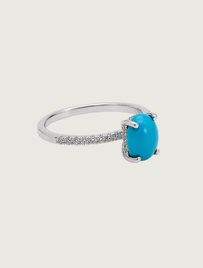 18K White Gold Turquoise & Diamond Ring