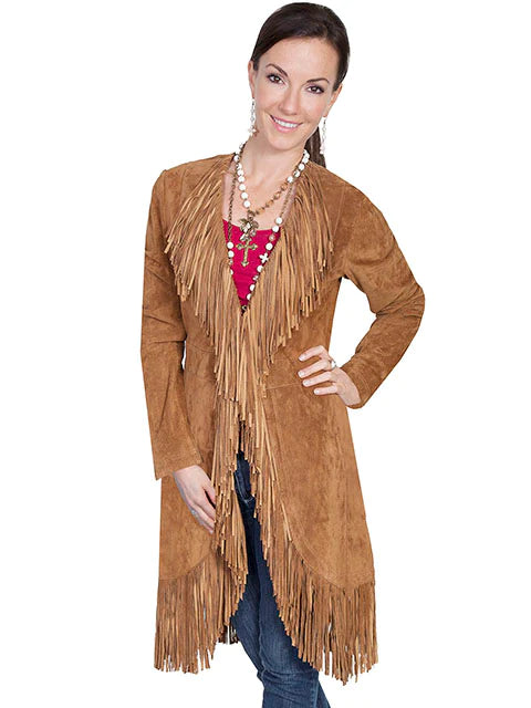 Mavericks Cinnamon Boar Suede Fringe Maxi Coat