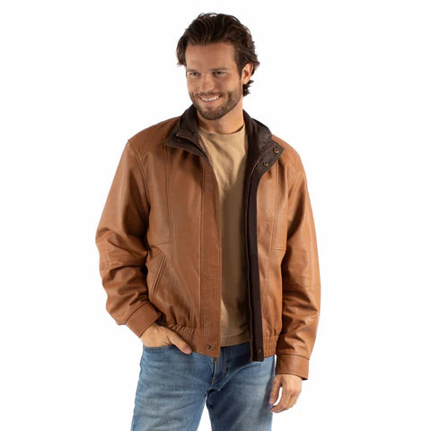 Men's Featherlite Cognac Leather Jacket