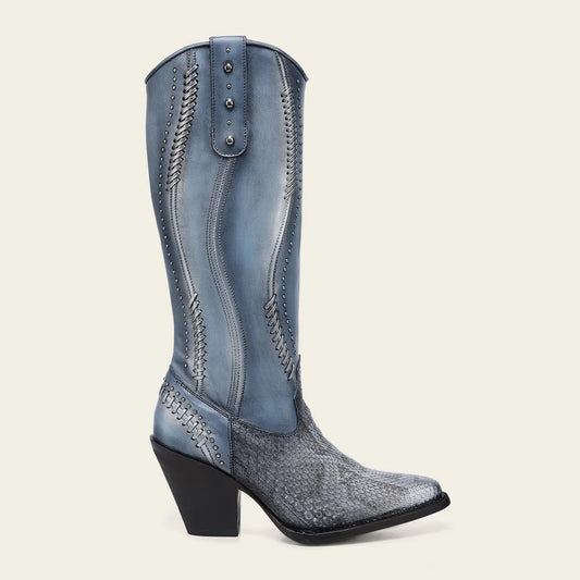 Cuadra Women's Tall Blue Python Boots