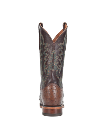 Justin Men's 12" Rancher Full Quill Ostrich Cowboy Boots in Kango Tobac