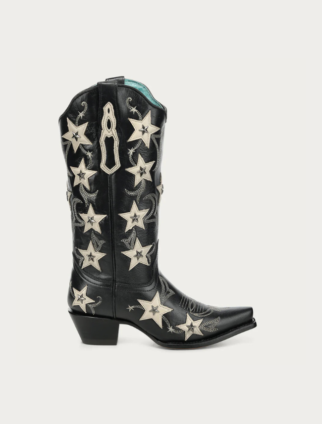 Corral Women's Black Star Overlay & Studs Cowboy Boots