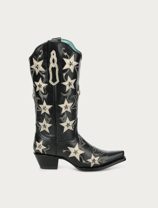 Corral Women's Black Star Overlay & Studs Cowboy Boots