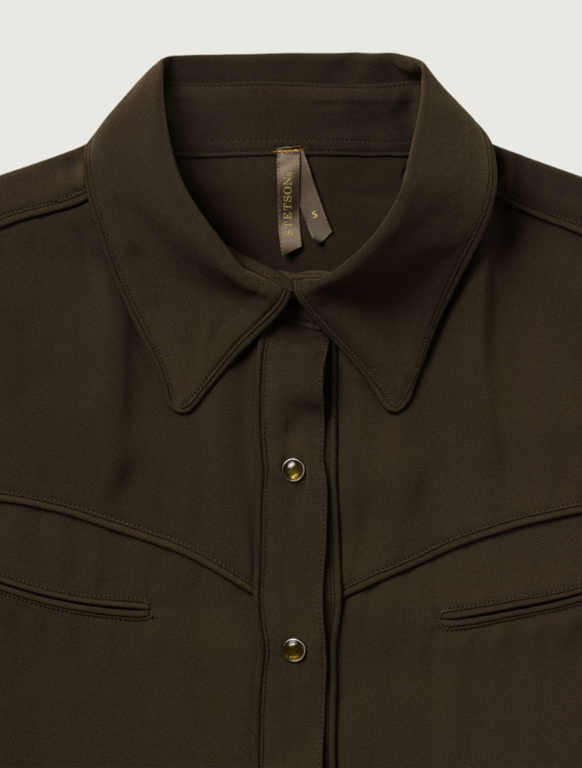 Stetson Brown Twill Snap Front Western Shirt