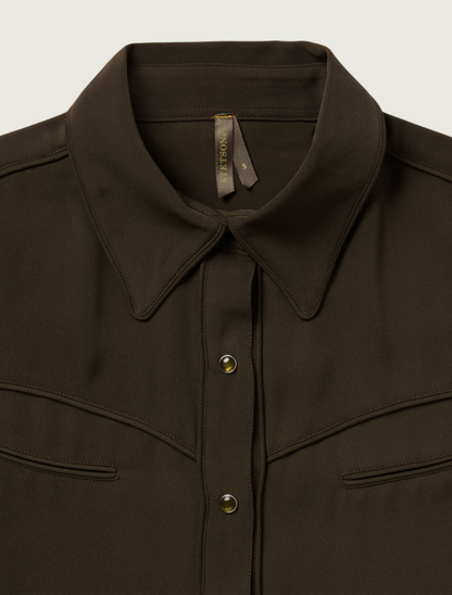 Stetson Brown Twill Snap Front Western Shirt