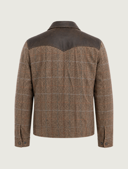 Men's Leather & Herringbone Zip Jacket