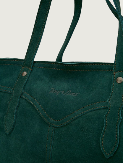 Tony Lama Emerald Green Suede Tote Bag