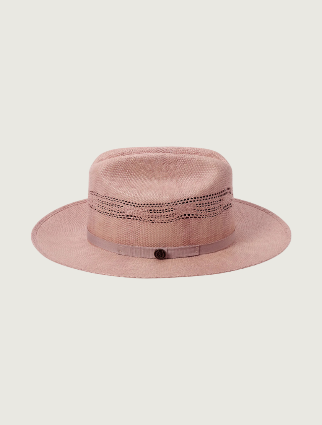 Stetson Redwood Bangora straw cowboy hat in apricot — side view
