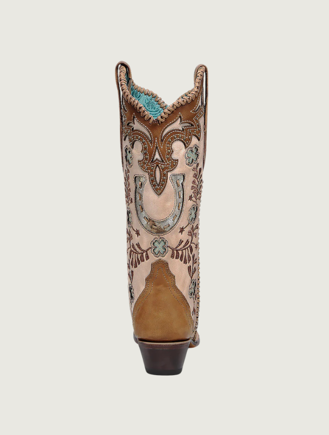 Corral Honey Embroidery & Studs Handwoven Cowgirl Boots with Horseshoes