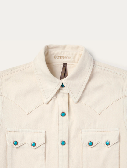Stetson Women's Turquoise Snap Western Denim Shirt