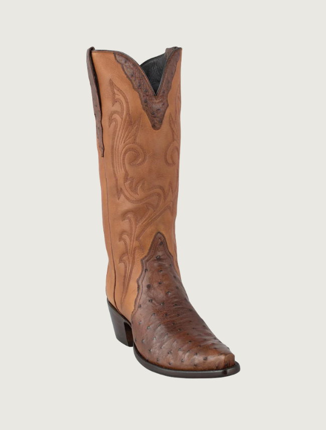 Stallion Full Quill Ostrich Gallegos Cowgirl Boots in Antique Saddle