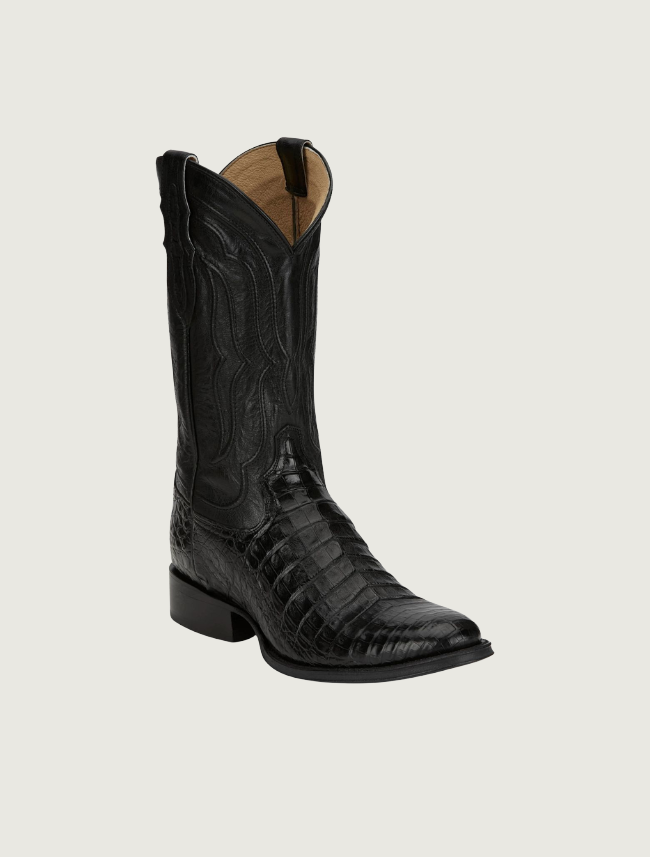 Tony Lama Tremaine 12" Caiman Cowboy Boots in Ebony