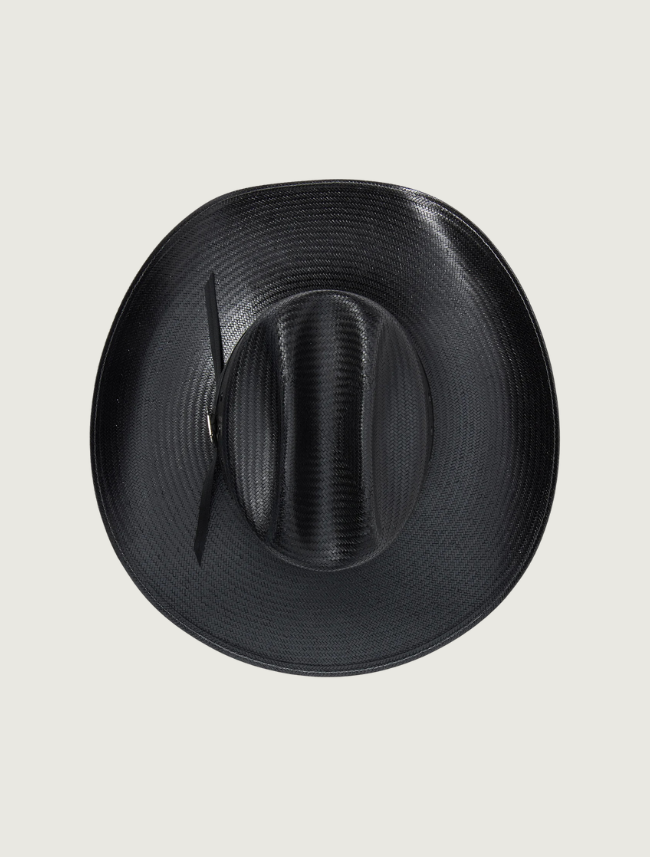 Stetson Coal Mine 10X shantung straw cowboy hat — top down view