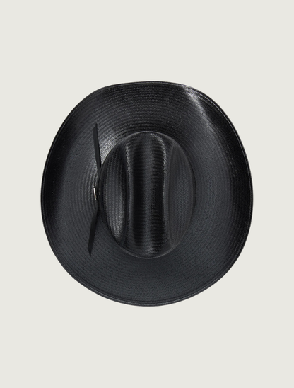 Stetson Coal Mine 10X shantung straw cowboy hat — top down view