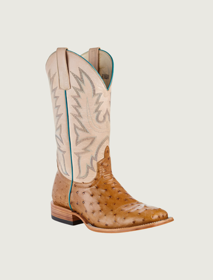 Macie Bean Antique Saddle Full Quill Ostrich Cowgirl Boots