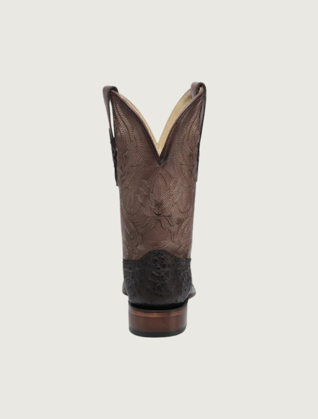 Corral Black Embroidery & Ostrich Square Toe Cowboy Boots
