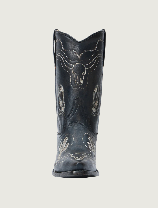 Stetson Sedona Black Embroidered Snip Toe Cowgirl Boots