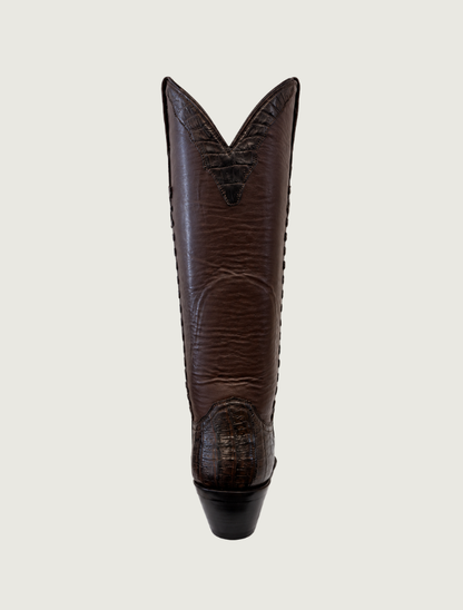Stallion Caiman & Calf Cowgirl Boots in Chocolate