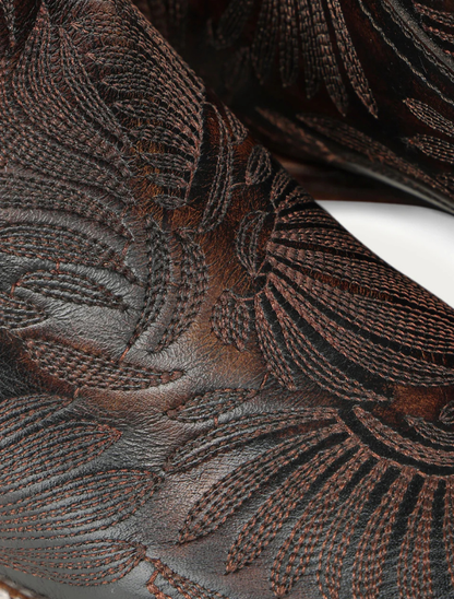 Corral Women's Black & Honey Floral Embroidery Cowboy Boots