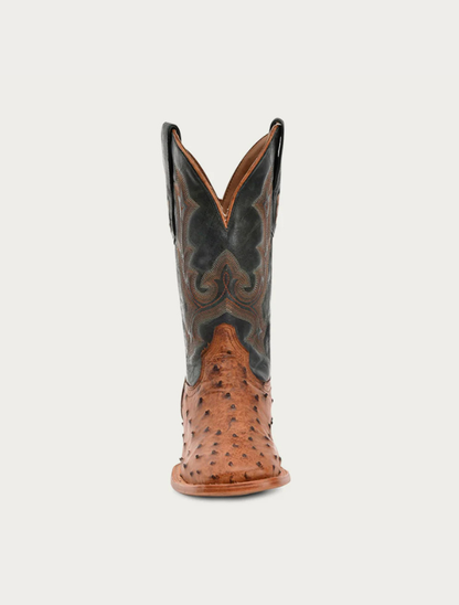 Corral Men's Tan & Olive Green Ostrich Embroidery Cowboy Boots
