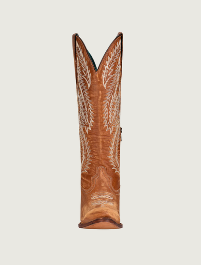 Corral Golden Embroidery Tan Snip Toe Cowgirl Boots
