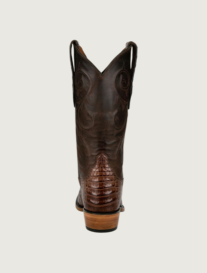 Tony Lama Agustin Brown Caiman & Cowhide Cowboy Boots, 13"