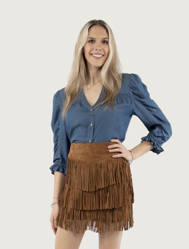 Women's Short Suede Fringe Skirt
