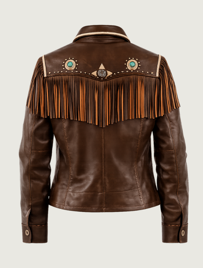 Mavericks Women's Lambskin Fringe Leather Jacket